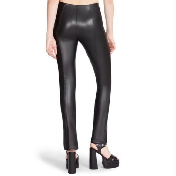 Steve Madden Anastasia Legging Split Bottom Hem Black Faux Leather New with Tags - Picture 7 of 11